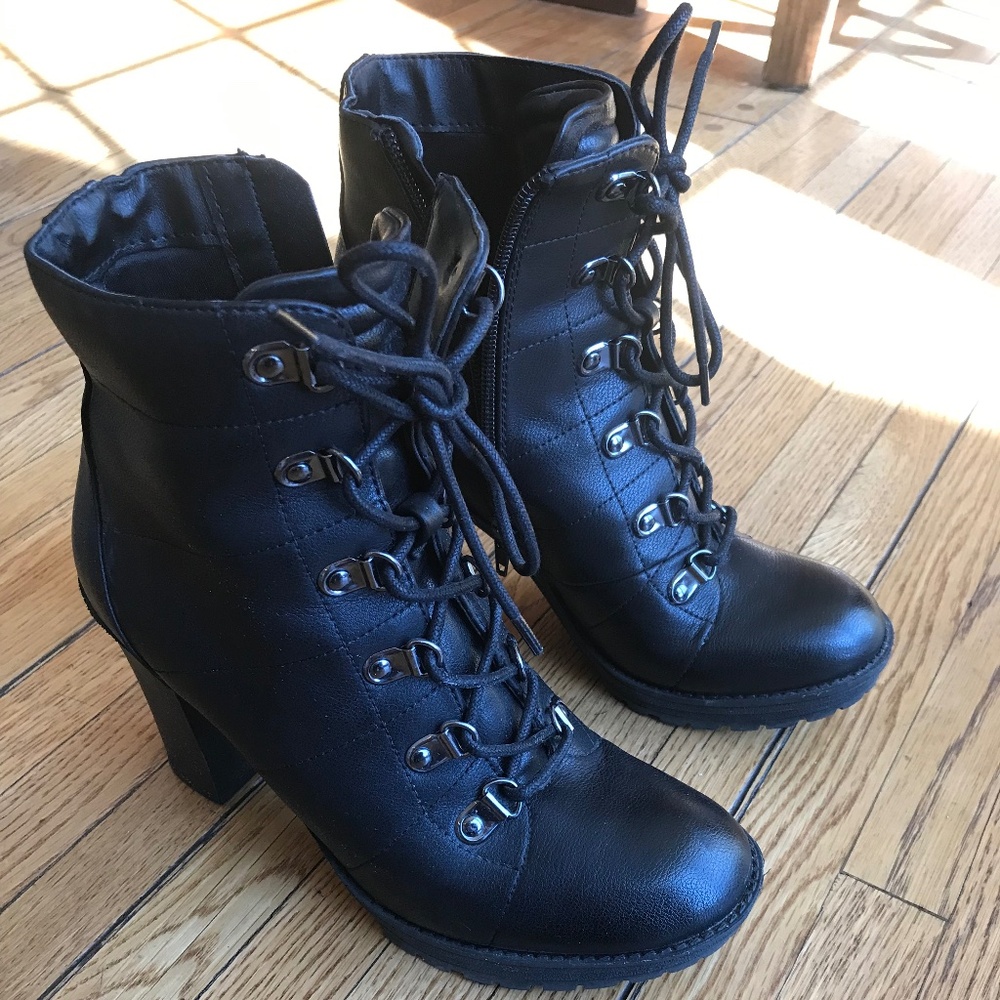 6 ½" GBG Guess Black Lace Up Chunky Punk Boots